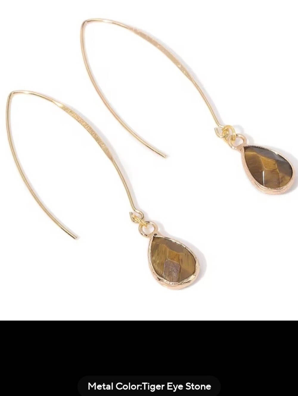 🤎🤎NEW🤎🤎 PRETTY!! Faceted Water Drop TIGERS EYE Long Hook Dangle Earrings